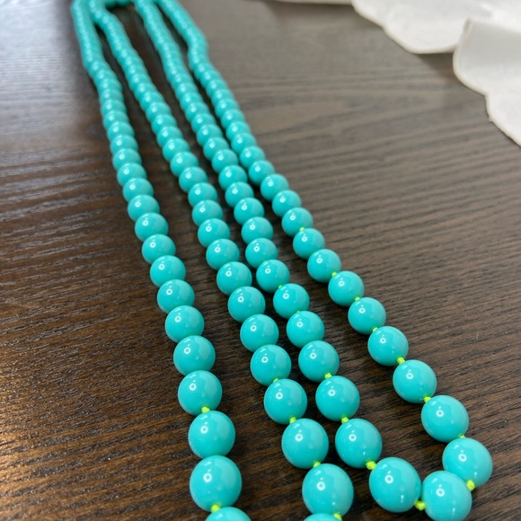 Vintage Turquoise Glass Beaded Long Necklace Layer - Picture 8 of 10